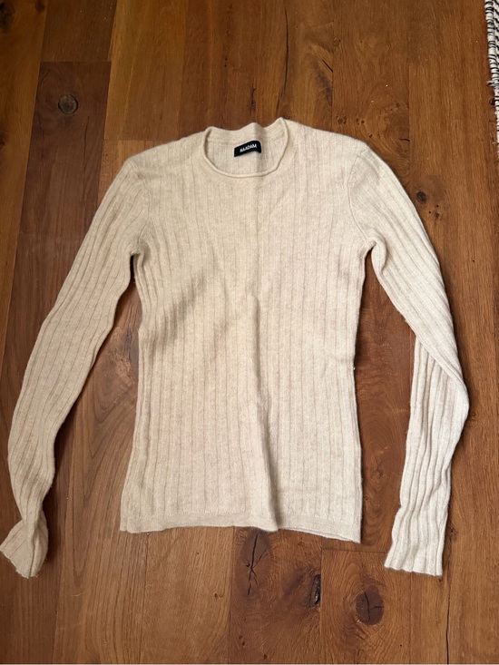 NAADAM Sweaters - NAADAM Cream Ribbed cashmere Crewneck Sweater